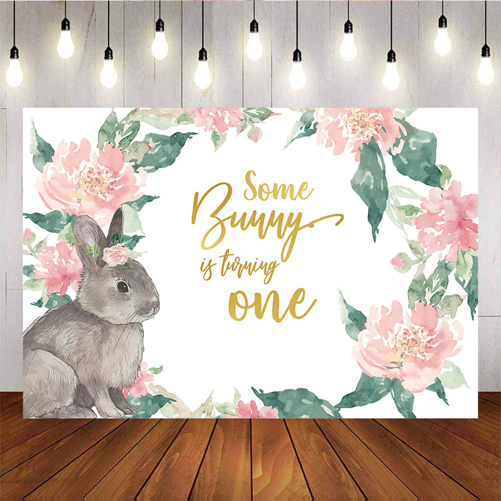 Mocsicka Some Bunny is Turning One Background Watercolor Flowers First Birthday Party Props-Mocsicka Party