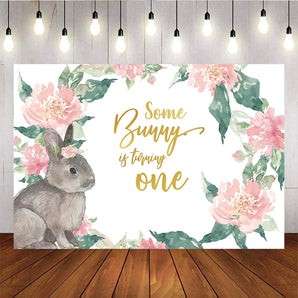 Mocsicka Some Bunny is Turning One Background Watercolor Flowers First Birthday Party Props-Mocsicka Party