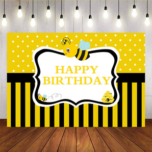 Mocsicka Yellow Honey Bee Happy Birthday Party Props Sweet Baby Shower Backdrop-Mocsicka Party