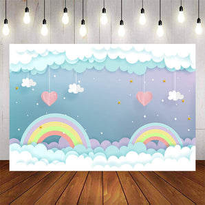 Mocsicka Rainbow and White Clouds Happy Birthday Party Decor-Mocsicka Party