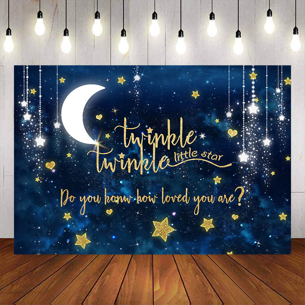 Mocsicka Bright Moon Twinkle Little Stars Baby Shower Backdrop-Mocsicka Party