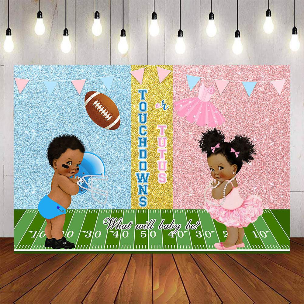 Mocsicka Touchdowns or Tutus Gender Reveal Baby Shower Backdrop-Mocsicka Party