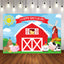 Mocsicka Farm Theme Red Barn and Grassland Animals Birthday Backdrop-Mocsicka Party