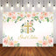 Mocsicka God Bless Pink Flowers Baptism Baby Shower Photo Backdrop-Mocsicka Party