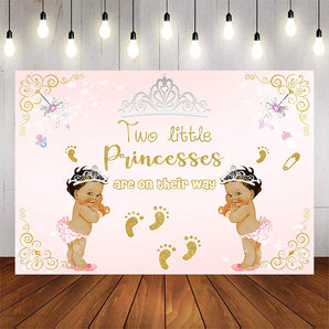 Mocsicka Two Little Princess are on Their Way Twins Baby Shower Backdrop-Mocsicka Party