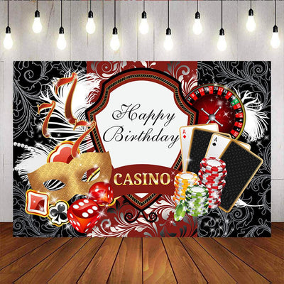 Mocsicka Las Vegas Happy Birthday Party Decor Casino Golden Mask Photo Backdrop-Mocsicka Party