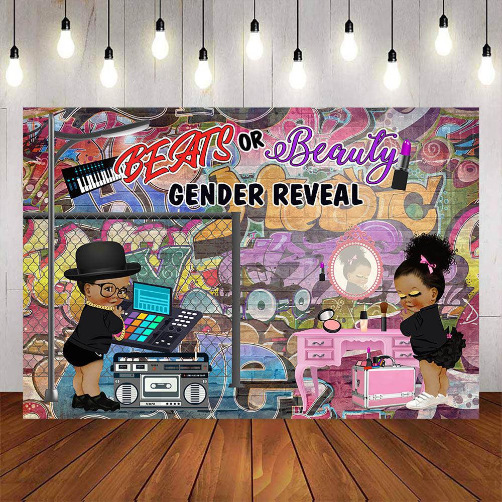 Mocsicka Beats or Beauty Gender Reveal Baby Shower Background-Mocsicka Party