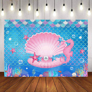 Mocsicka Undersea Mermaid and Pearls Happy Birthday Party Backdrops-Mocsicka Party