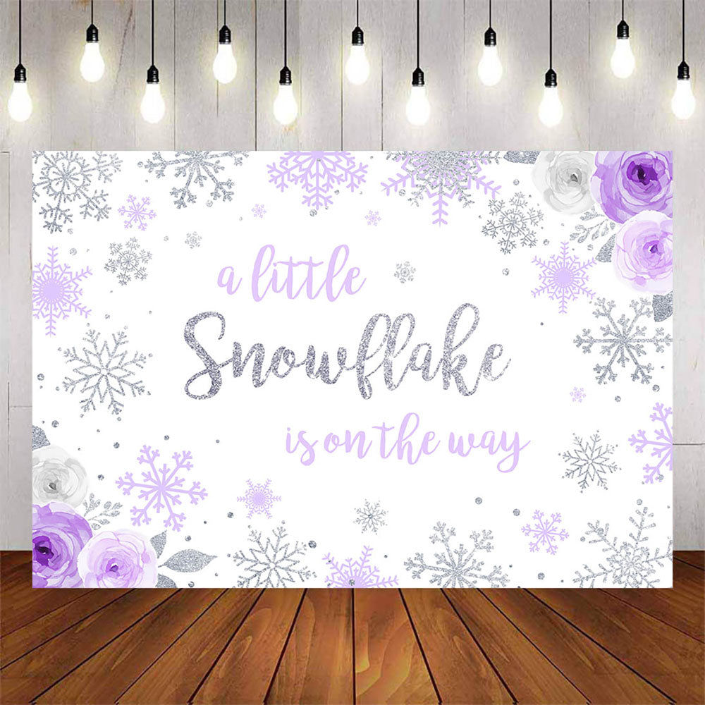 Mocsicka Winter Snowflakes Baby Shower Party Backdrops-Mocsicka Party