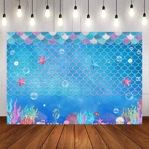 Mocsicka Undersea Landscape Little Mermaid Baby Shower Backdrop-Mocsicka Party
