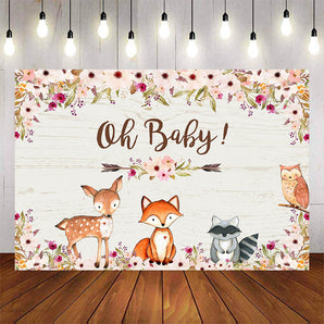 Mocsicka Oh Baby Cute Animals and Flowers Baby Shower Party Backgrounds-Mocsicka Party