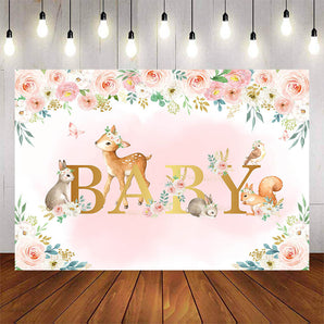 Mocsicka Wild Animals and Pink Flowers Baby Shower Party Decorations-Mocsicka Party
