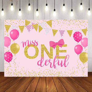 Mocsicka Golden One Theme Balloons and Ribbon Birthday Party Banners-Mocsicka Party