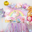 Mocsicka Rainbow Unicorn Happy Birthday Party Prop Golden Stars Pink Background-Mocsicka Party