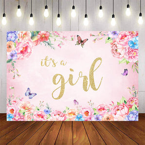 Mocsicka It's a Girl Spring Floral Baby Shower Party Banners-Mocsicka Party