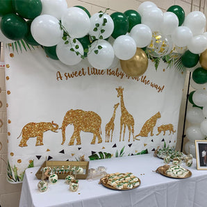 Mocsicka Golden Wild Animals Newborn Baby Shower Backdrop Deco Banners-Mocsicka Party