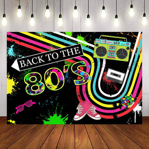 Mocsicka Back to the 80s Retro Radio and Sneakers Theme Party Banners-Mocsicka Party