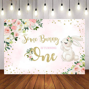 Mocsicka Little Bunny Spring Floral First Birthday Party Backdrop-Mocsicka Party