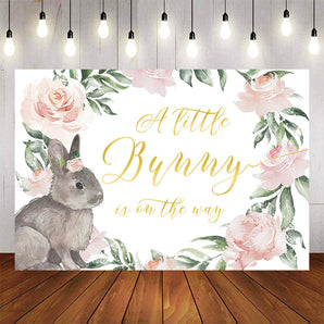 Mocsicka A Little Bunny is on the Way Baby Shower Backdrop-Mocsicka Party