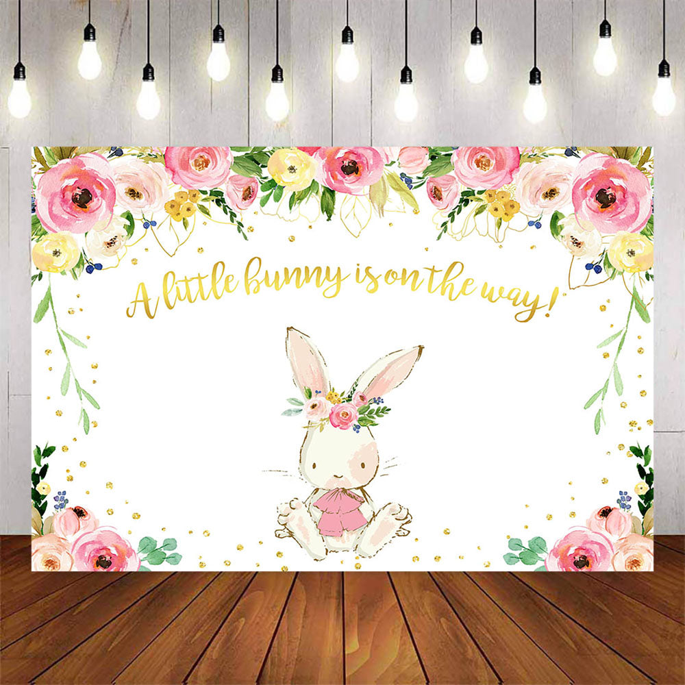 Mocsicka Little Bunny and Flowers Baby Shower Party Banners-Mocsicka Party