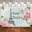 Mocsicka Eiffel Tower and Flowers Happy Birthday Party Backdrop-Mocsicka Party