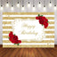 Mocsicka Golden White Stripes and Roses Happy Birthday Backdrop-Mocsicka Party