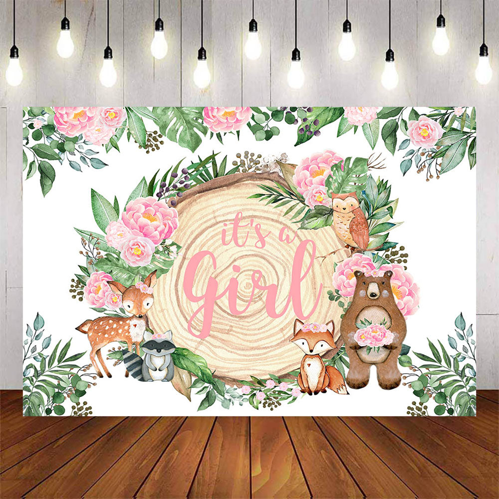 Mocsicka It's a Girl Little Animals Baby Shower Party Backgrounds-Mocsicka Party