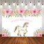 Mocsicka Horse and Spring Floral Happy Birthday Party Backdrop-Mocsicka Party
