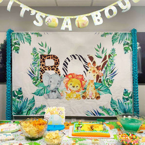 Mocsicka Wild Animals Baby Shower Backdrop Woodland Photo Props-Mocsicka Party