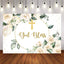 Mocsicka God Bless Golden Cross and Flowers Baby Shower Backdrop-Mocsicka Party