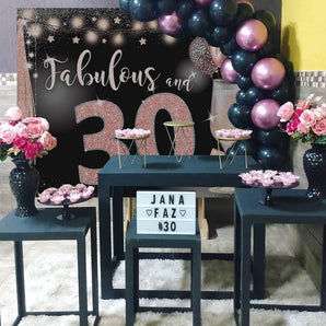 Mocsicka Fabulous 30th Balloons and Champagne Birthday Party Banners