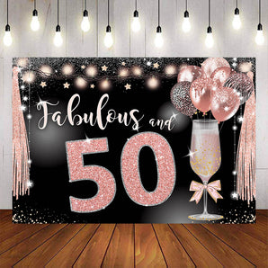 Mocsicka Fabulous 50th Balloons and Champagne Birthday Party Banners-Mocsicka Party