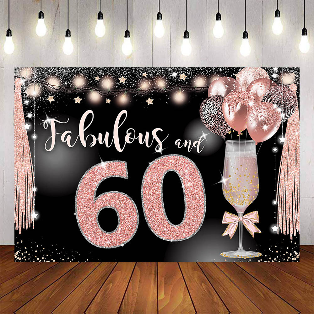 Mocsicka Fabulous 60th Balloons and Champagne Birthday Party Banners-Mocsicka Party