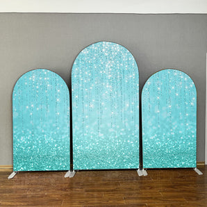 Mocsicka Mint Green Glitter Double-printed Chiara Cover Backdrop for Party-Mocsicka Party