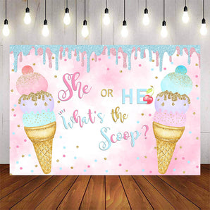 Mocsicka Ice Cream Theme He or She Gender Reveal Backdrops-Mocsicka Party