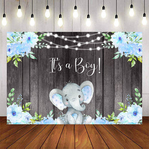 Mocsicka It's a Boy Little Elephant Baby Shower Background