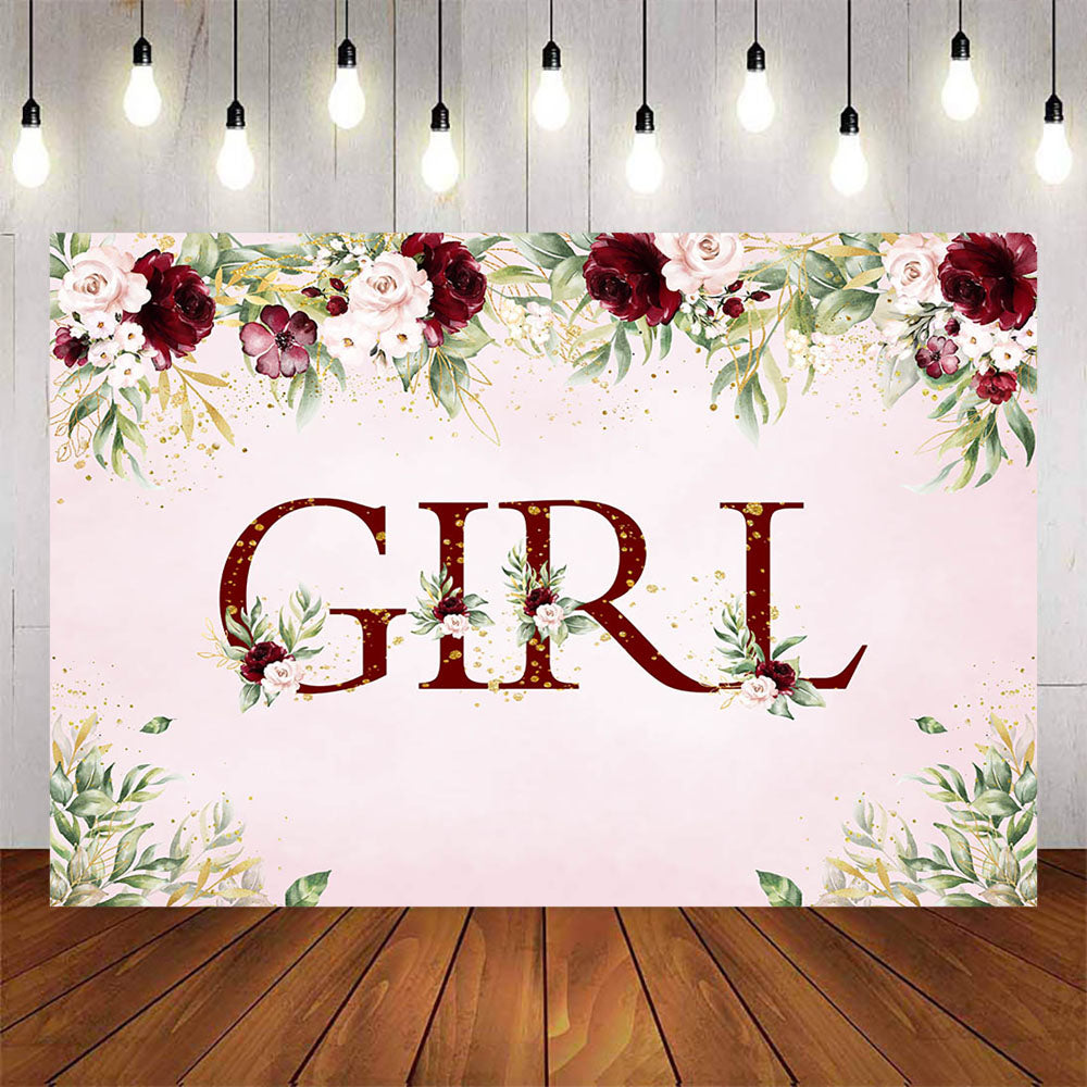 Mocsicka It's Girl Flowers and Dots Baby Shower Backdrops-Mocsicka Party
