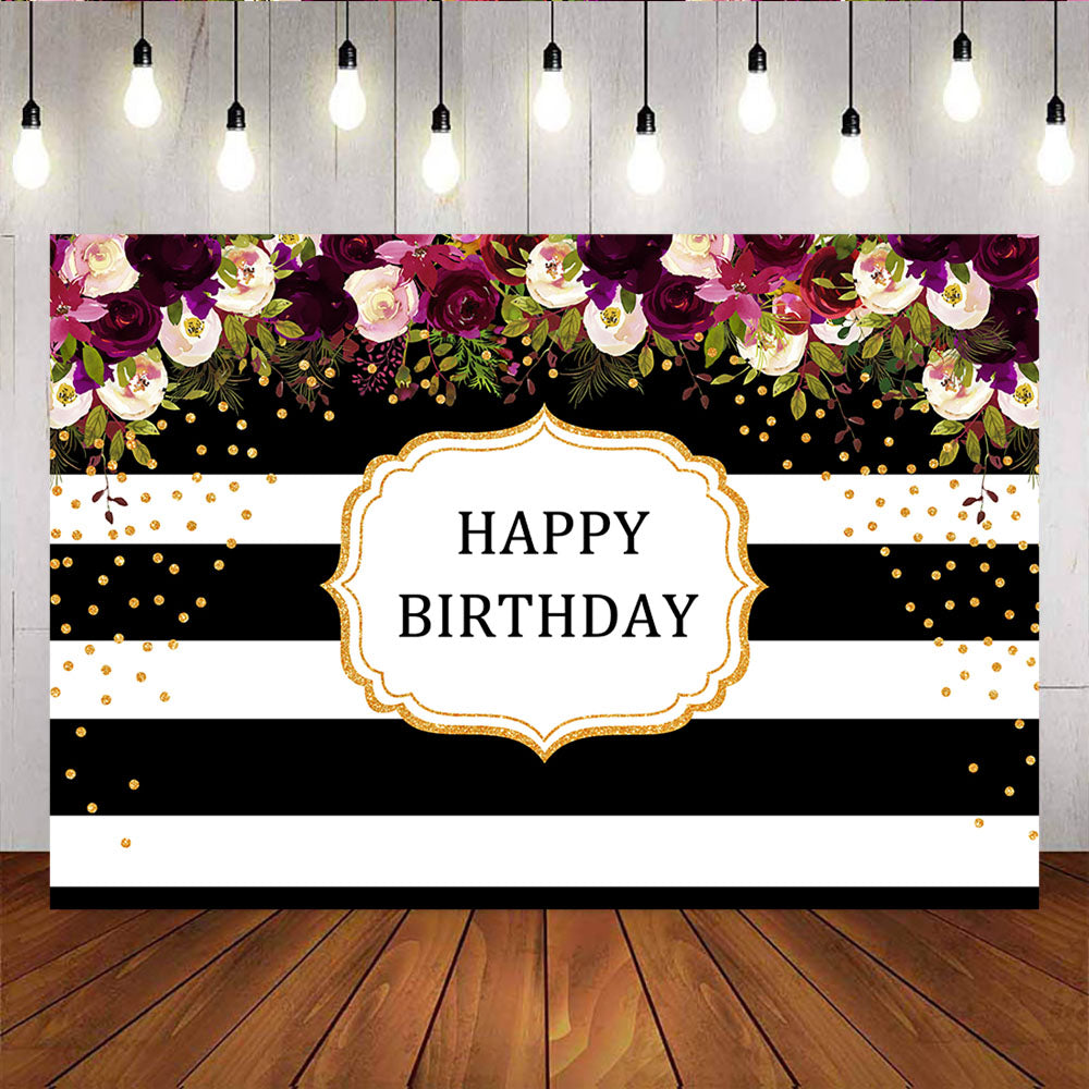 Mocsicka Black White Stripes Happy Birthday Party Decoration Props