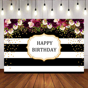 Mocsicka Black White Stripes Happy Birthday Party Decoration Props