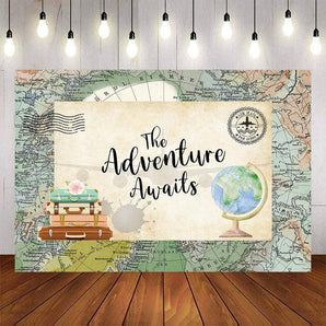 Mocsicka The Adventure Awaits Baby Shower Party Backdrop-Mocsicka Party