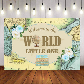 Mocsicka Welcome to the World Happy 1st Birthday Party Backdrop-Mocsicka Party