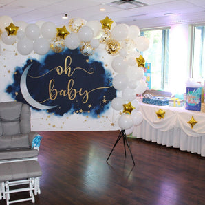 Mocsicka Moon and Gold Stars Oh Baby Shower Party Banners-Mocsicka Party