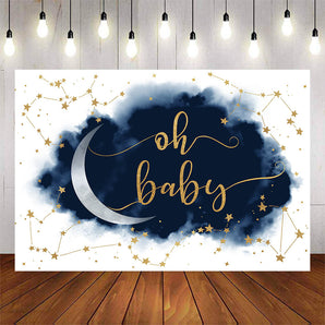 Mocsicka Moon and Gold Stars Oh Baby Shower Party Banners
