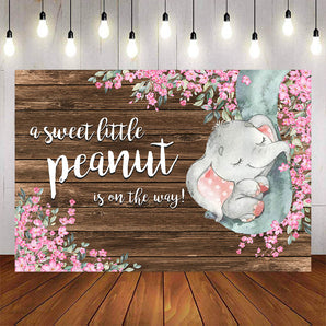 Mocsicka Little Elephant Pink Flowers Baby Shower Party Banners-Mocsicka Party