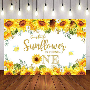 Mocsicka Our Little Sunflowers is Turning One Happy Birthday Backdrop-Mocsicka Party