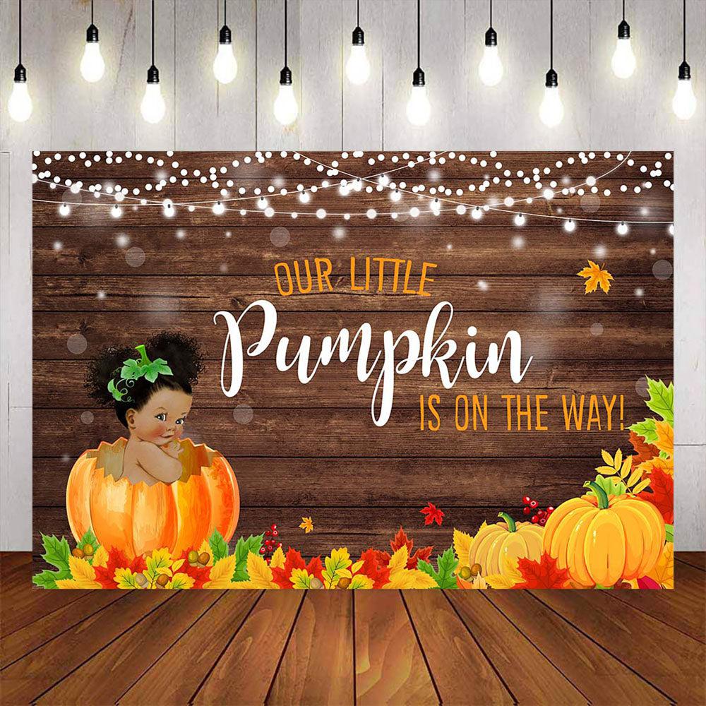 Mocsicka Our Little Pumpkin is on the Way Baby Shower Backdrop-Mocsicka Party