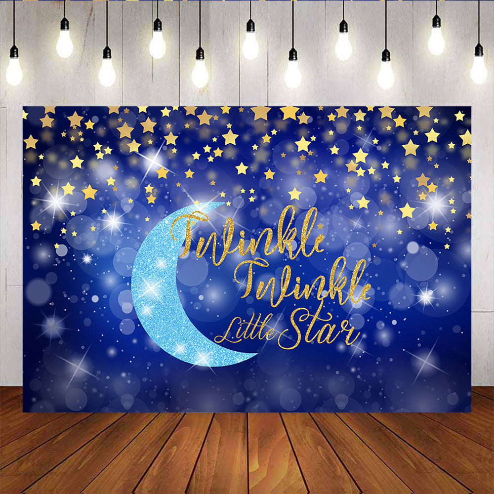 Mocsicka Twinkle Golden Stars Baby Shower Backdrops Shining Moon Newborn Background-Mocsicka Party
