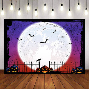 Mocsicka Bright Moon and Pumpkin Happy Halloween Background-Mocsicka Party