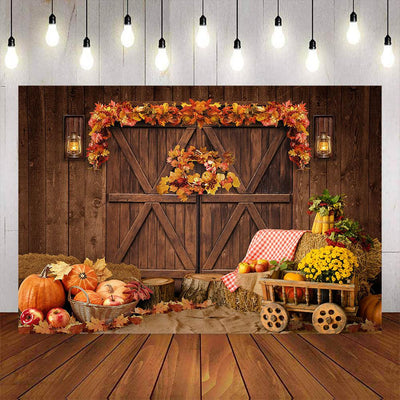 Mocsicka Autumn Theme Pumpkin and Maple Leaf Photo Backdrop-Mocsicka Party