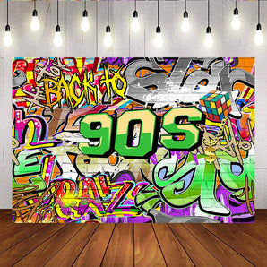 Mocsicka Back to the 90s Party Supplies Graffiti Wall Photo Background-Mocsicka Party